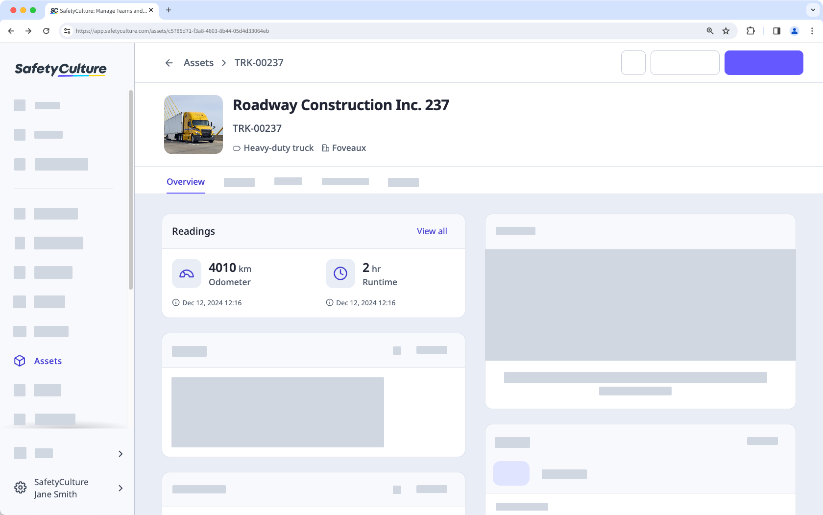 Mithilfe der Web-App die neuesten Messwerte eines Assets im Asset-Profil anzeigen.