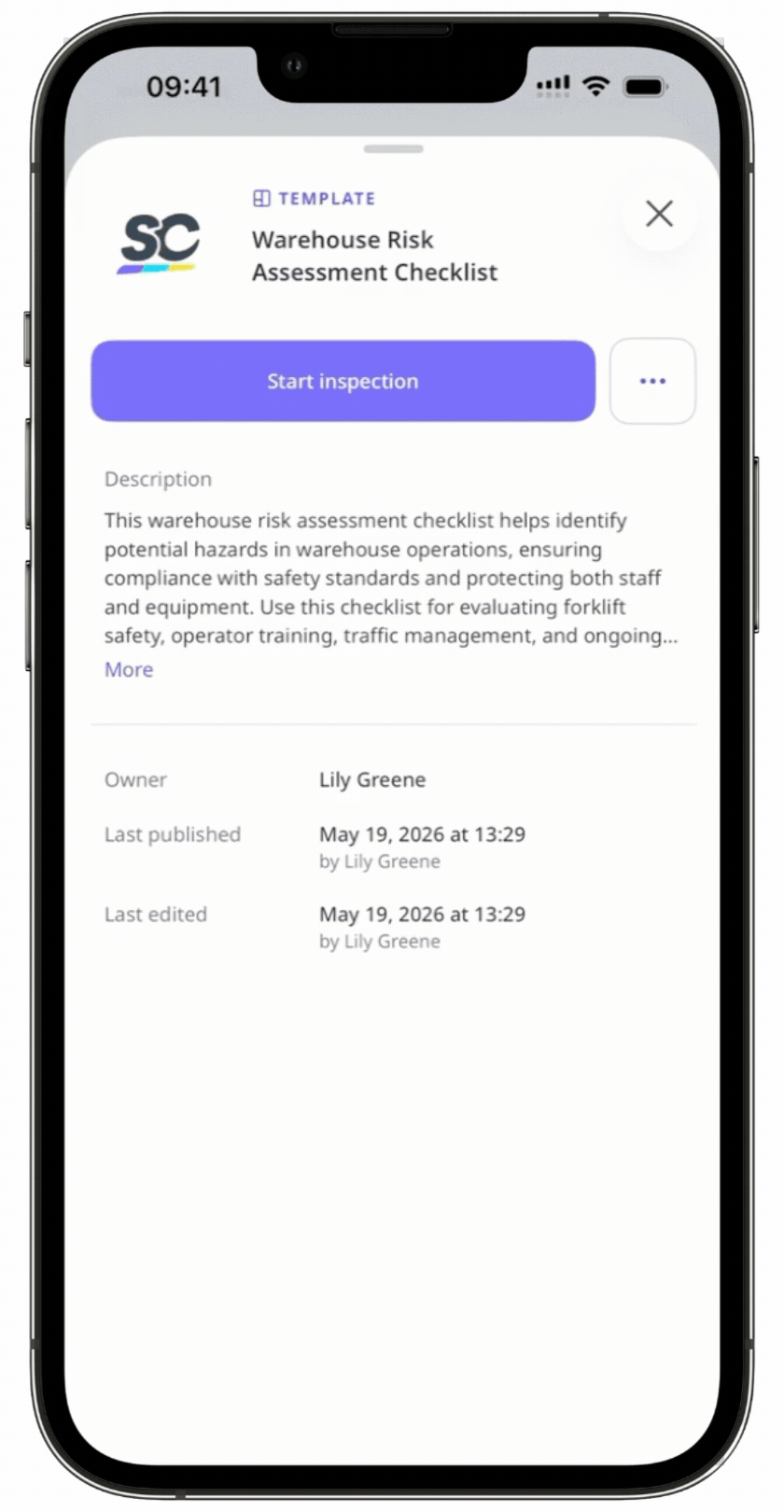 Tap the More menu and tap Bookmark to bookmark a template.