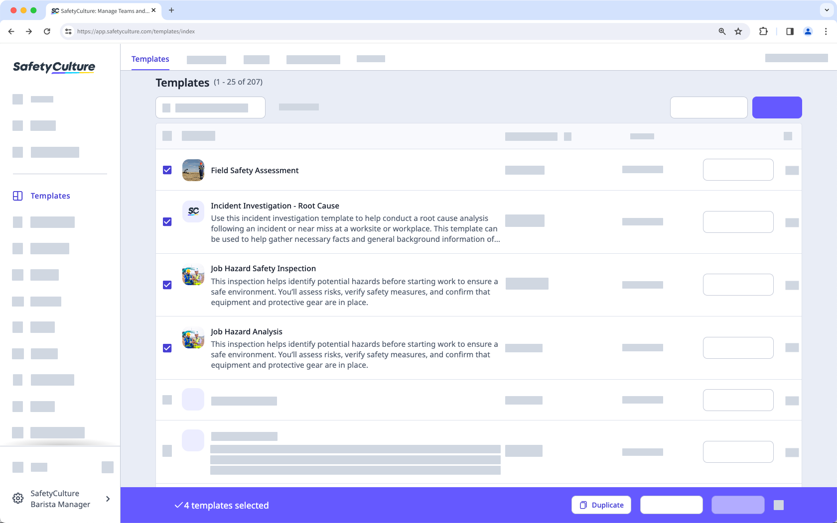 Duplicar varias plantillas a través de la aplicación web.
