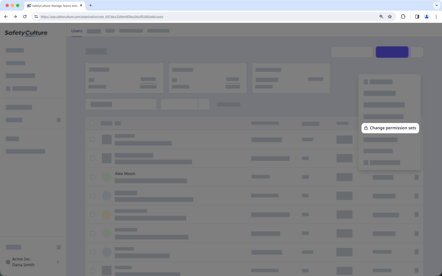 Change a user's permission set via the web app.