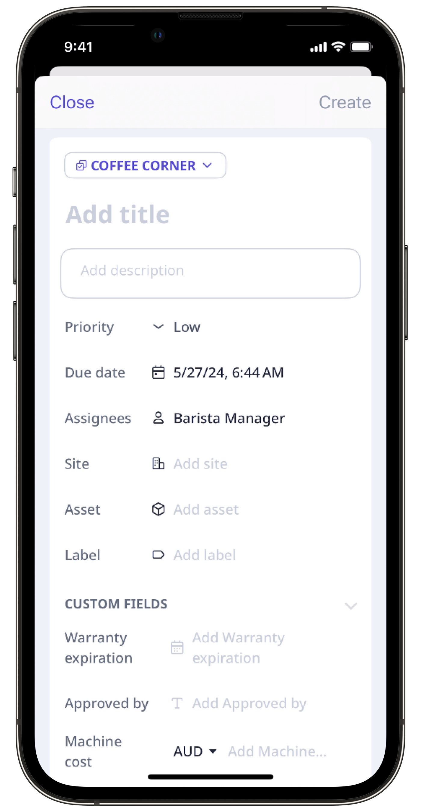 Mithilfe der Mobile-App eine eigenständige Aktion erstellen.