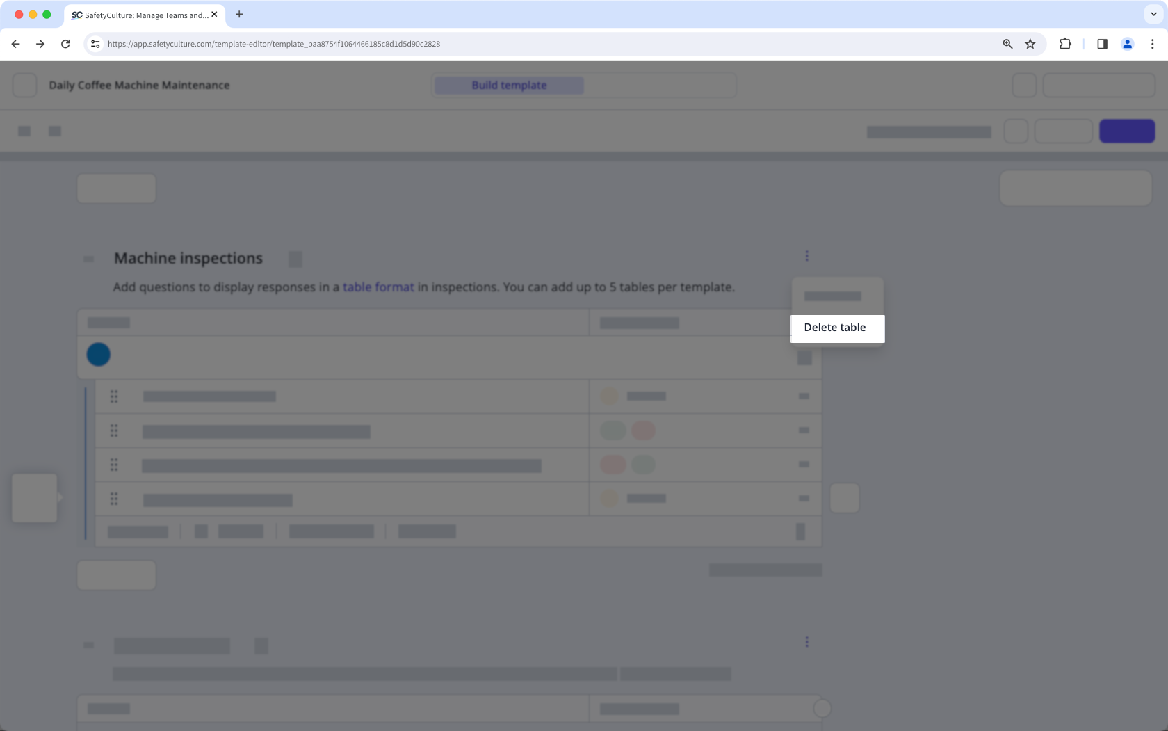 Supprimez un tableau de votre modèle à partir de l'application Web.