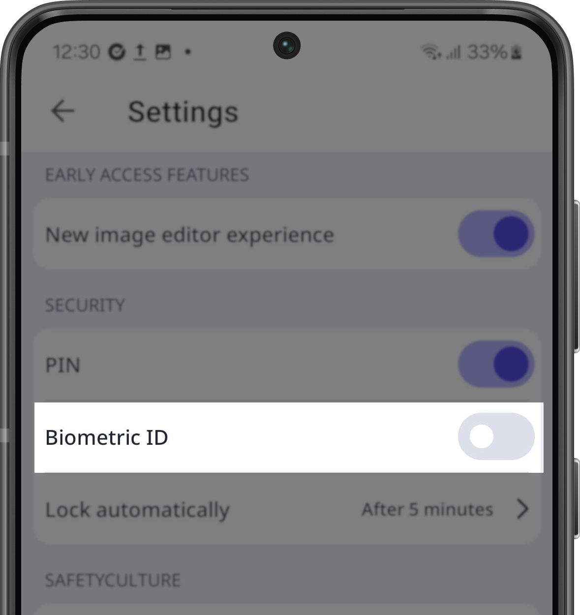 Activer l'id biométrique à partir de l'application portable.