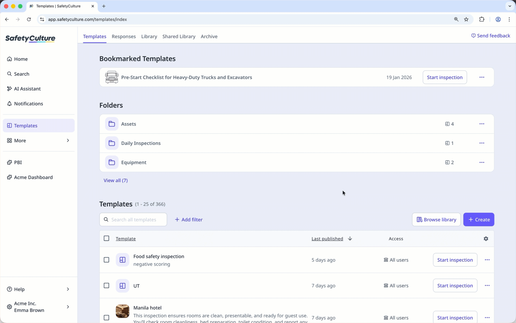 Remove a template folder via the web app.