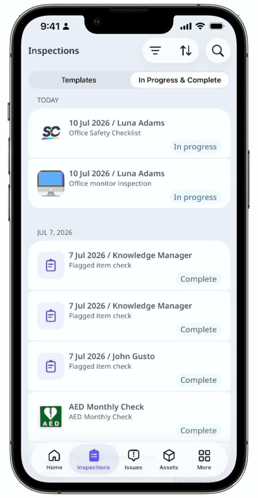 Scan a barcode to add the matching asset to the inspection.