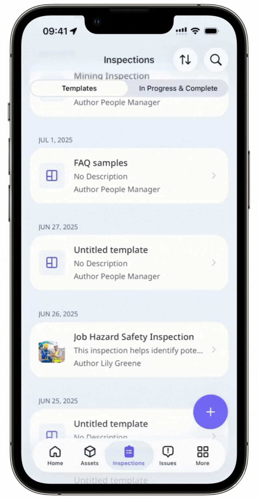 Publish a template draft via the mobile app.