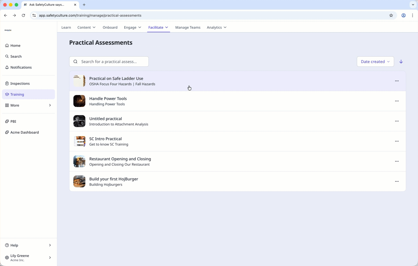 Complete a practical assessment form and mark it as complete.
