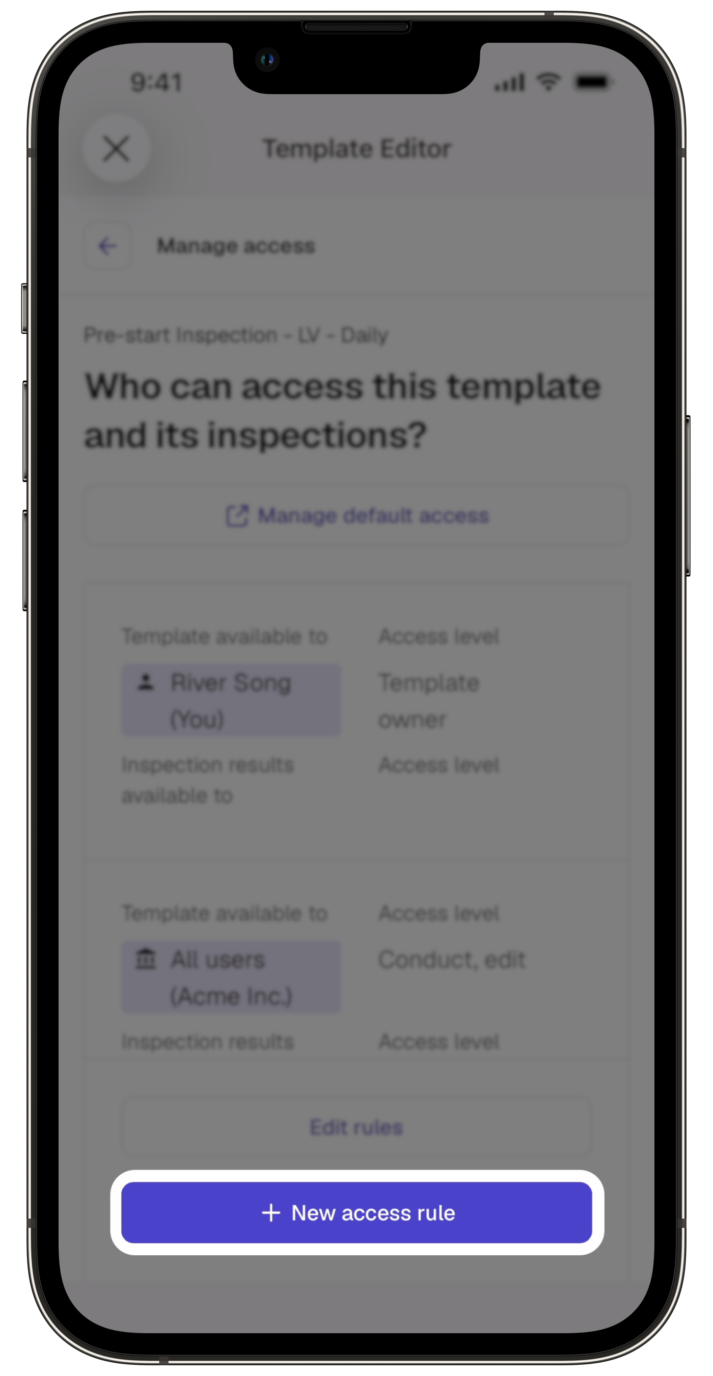 Create an access rule via the mobile app.