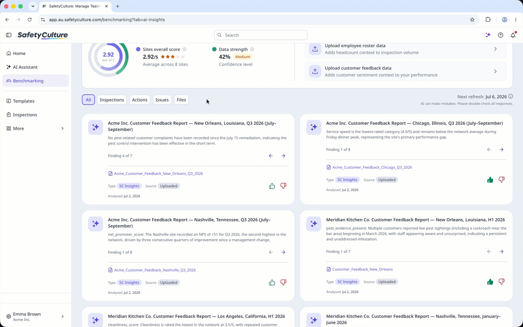 Click a card in AI Recommendations to view insights.