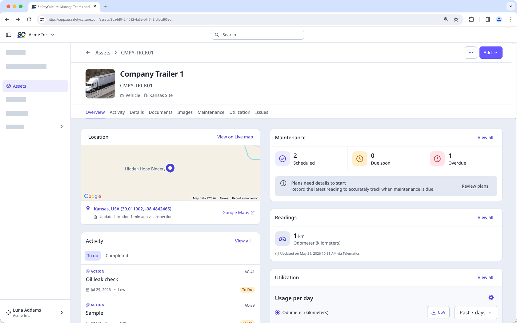 Afficher un profil d'actif à partir de l'application Web.