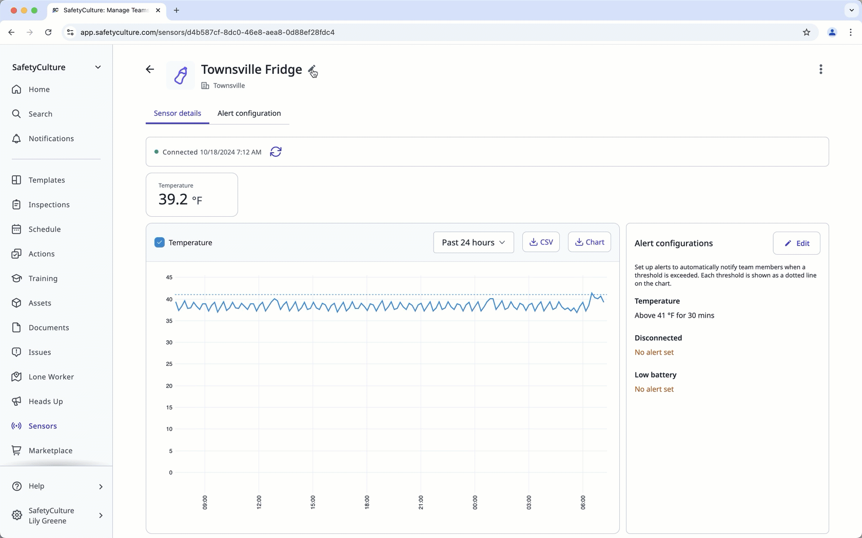 Change a sensor's location via the web app.