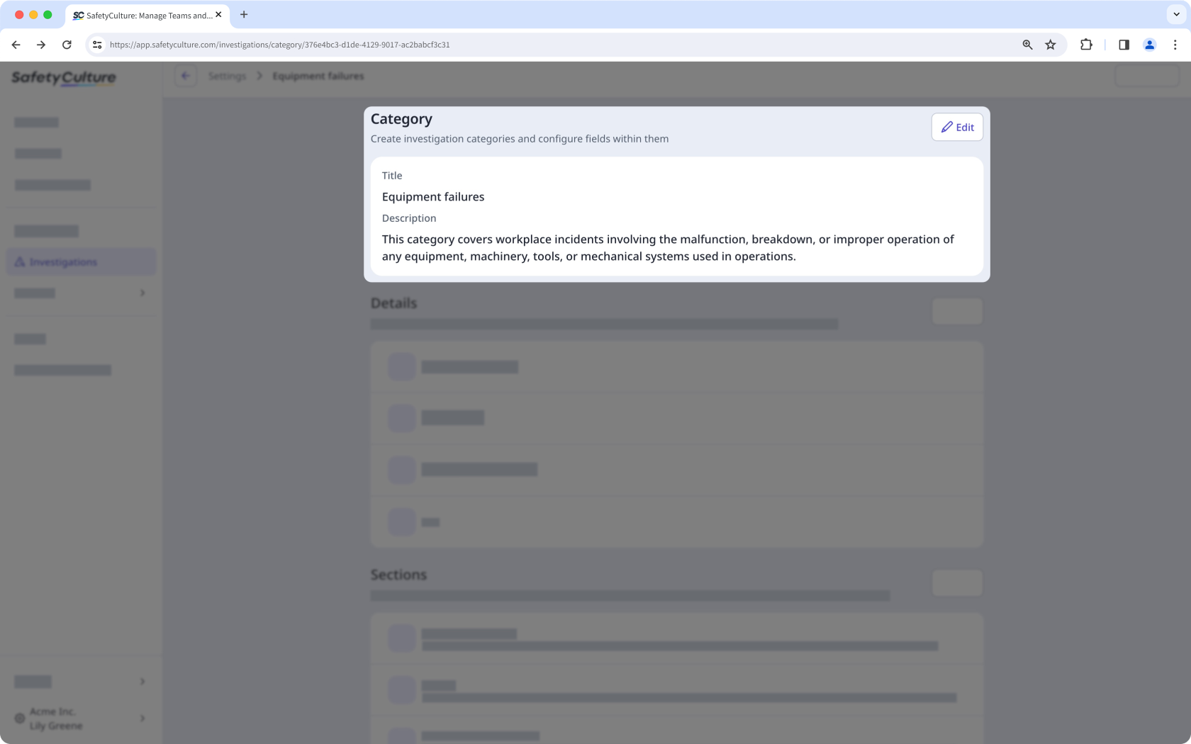 Créer une catégorie d'enquête via les paramètres de l'application Web.