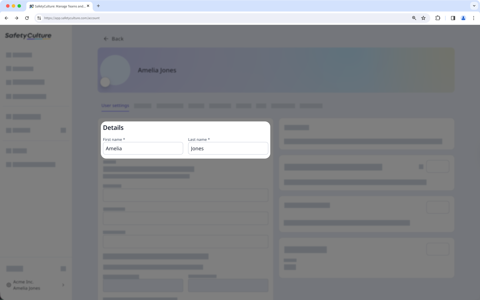 Mithilfe der SafetyCulture Web-App den Nutzernamen für Ihr SafetyCulture-Konto bearbeiten.