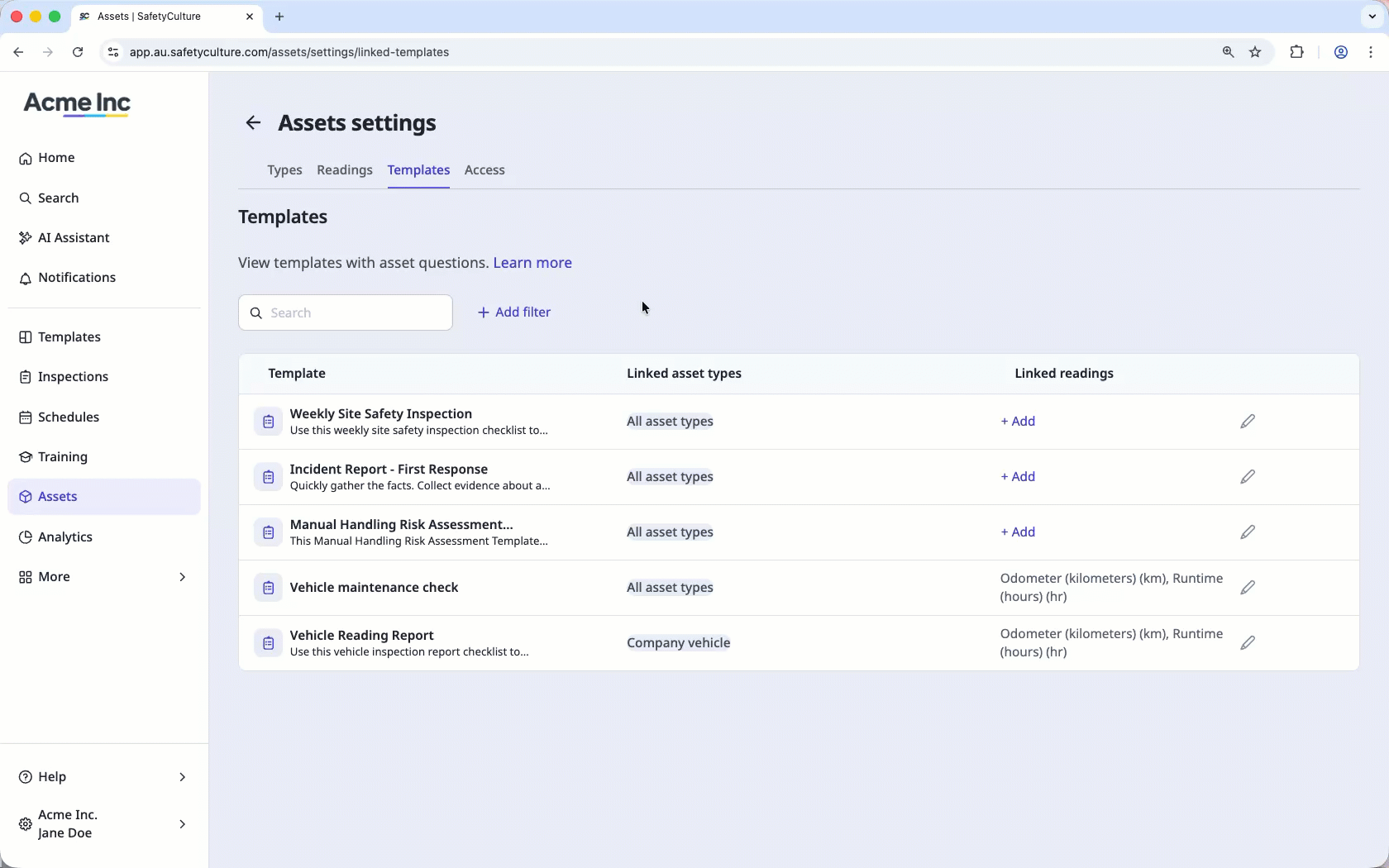 Afficher un modèle de questions sur les actifs via l'application Web.