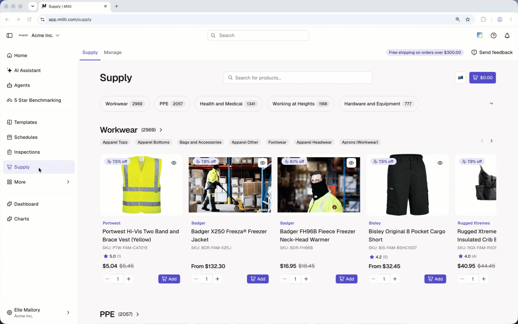 Browse or search for a product, then click the eye icon to preview its details and add-to-cart option.
