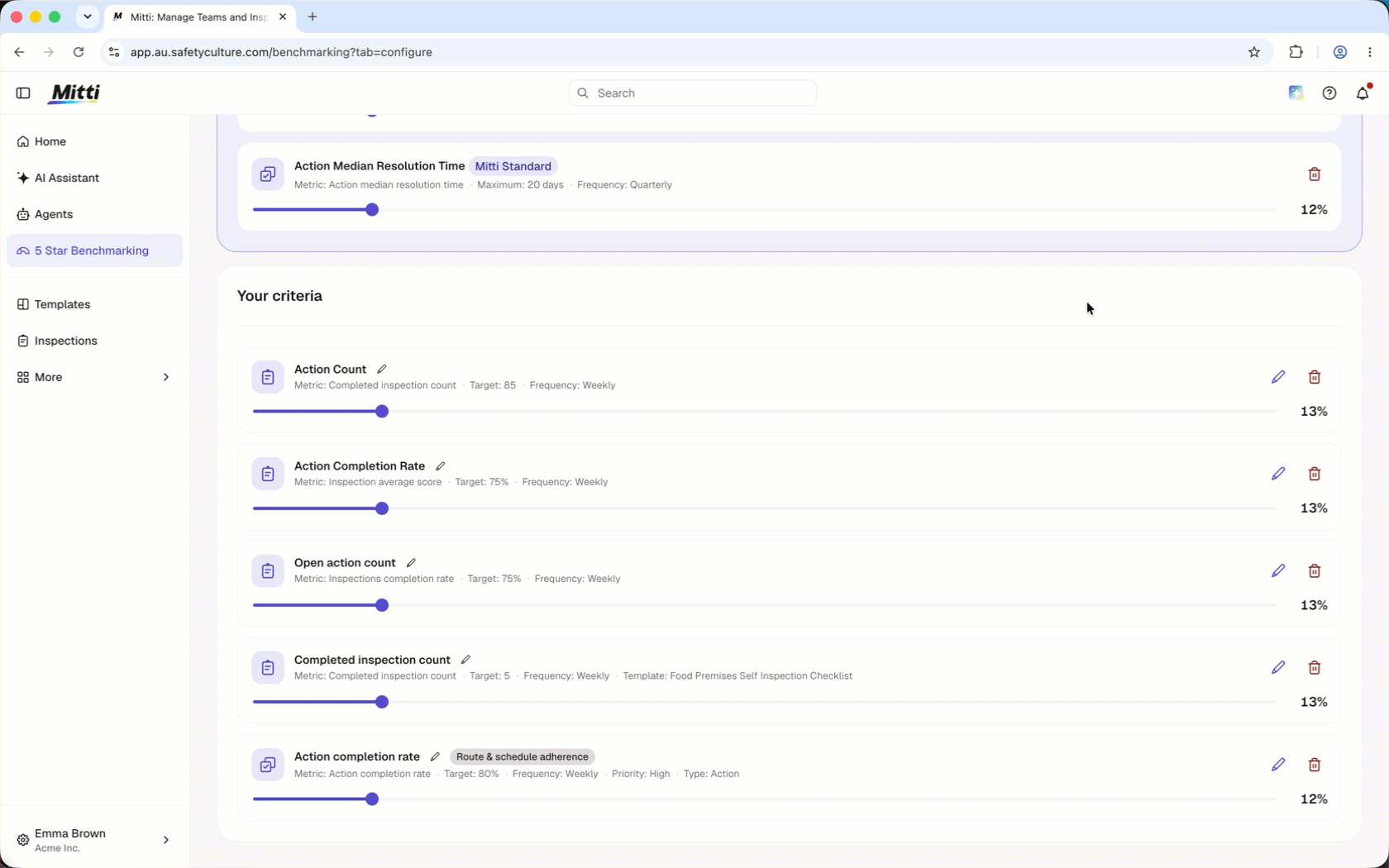 Click the delete icon to delete a criterion in the 'Configuration' page.