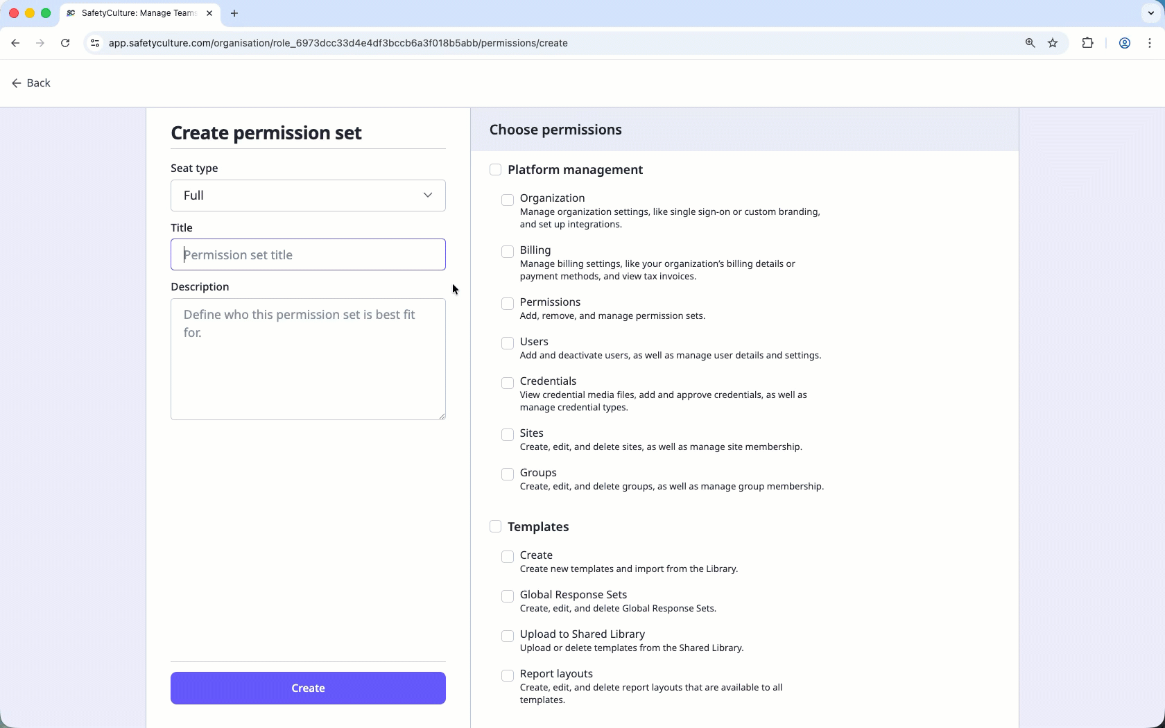 Create a new permission set via the web app.