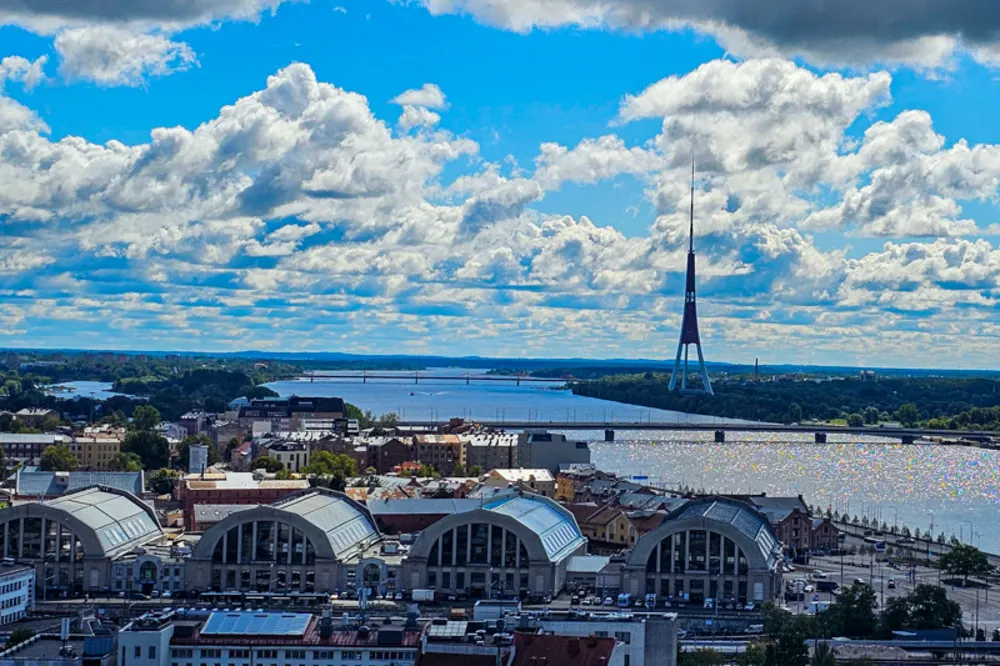 Riga’s skyline, with its iconic market housed in former Zeppelin hangars.