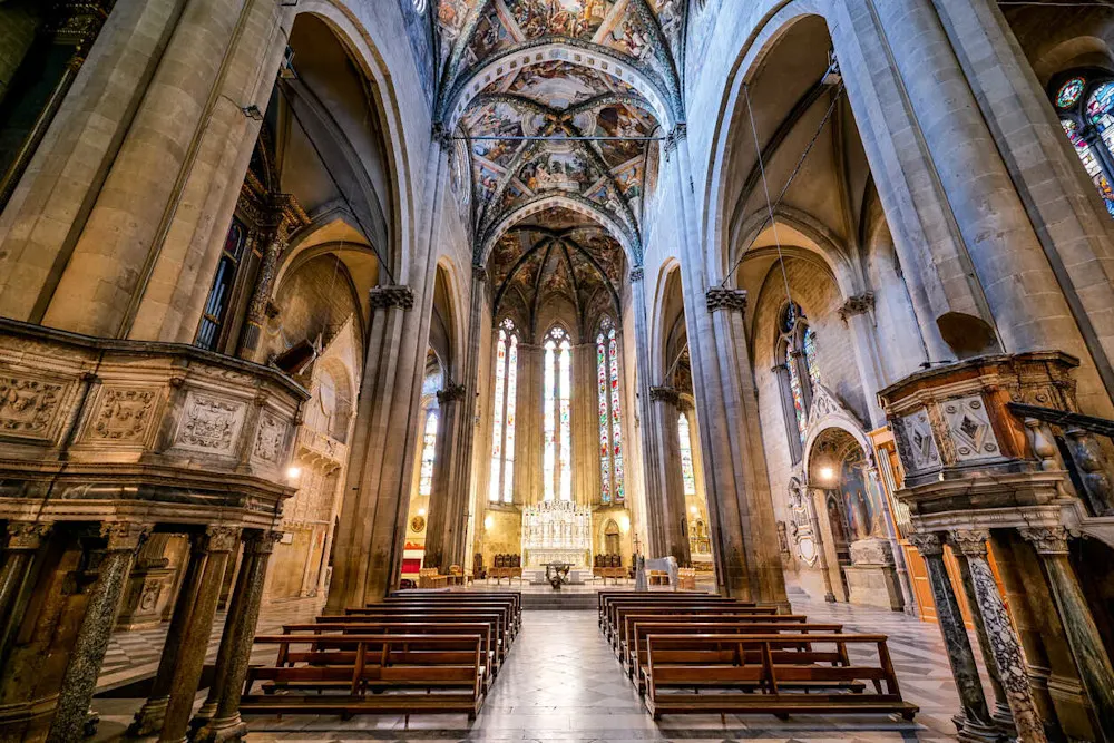 The Duomo of Arezzo began construction in 1278 in the Italian Gothic style.