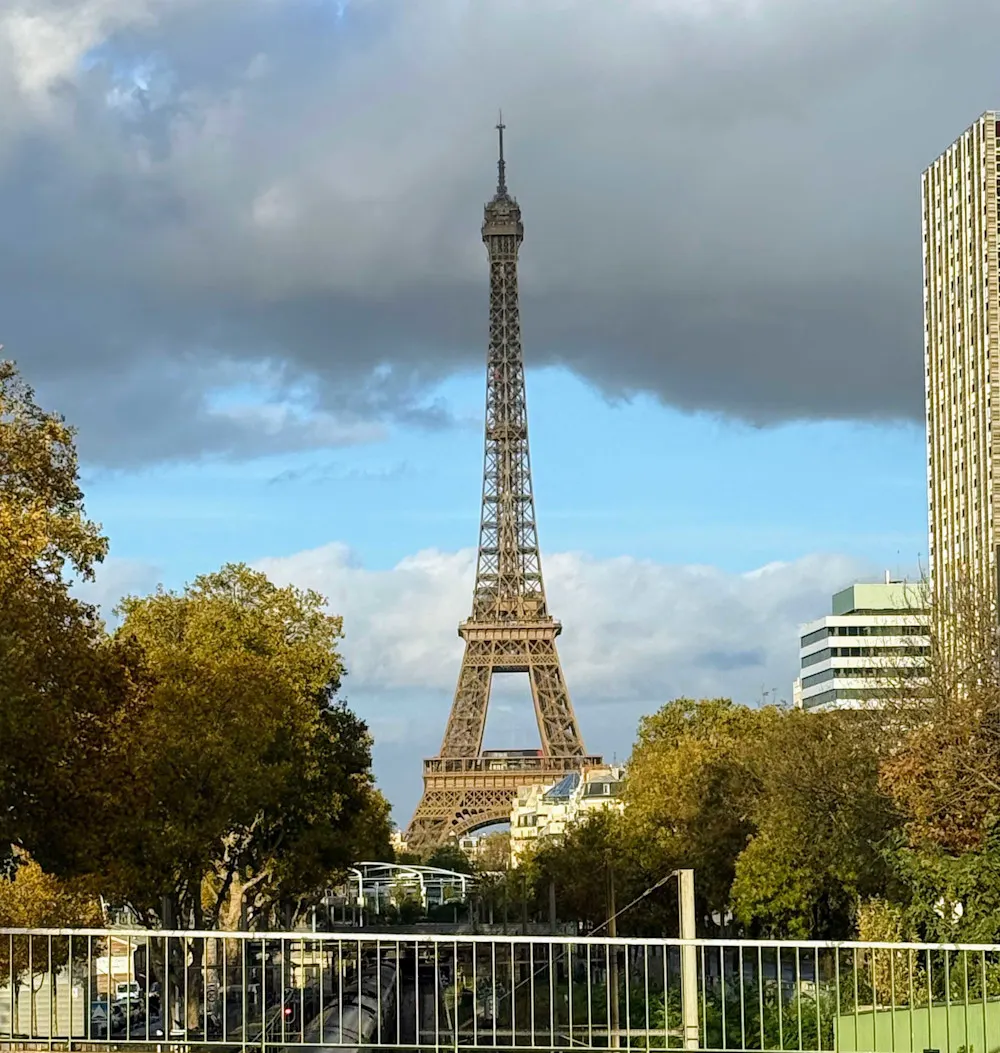 The Eiffel Tower just around the corner from Wendy’s apartment in Paris.