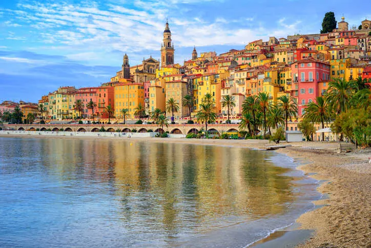 Menton on the French Riviera, with its colorful medieval town and stunning Mediterranean views.