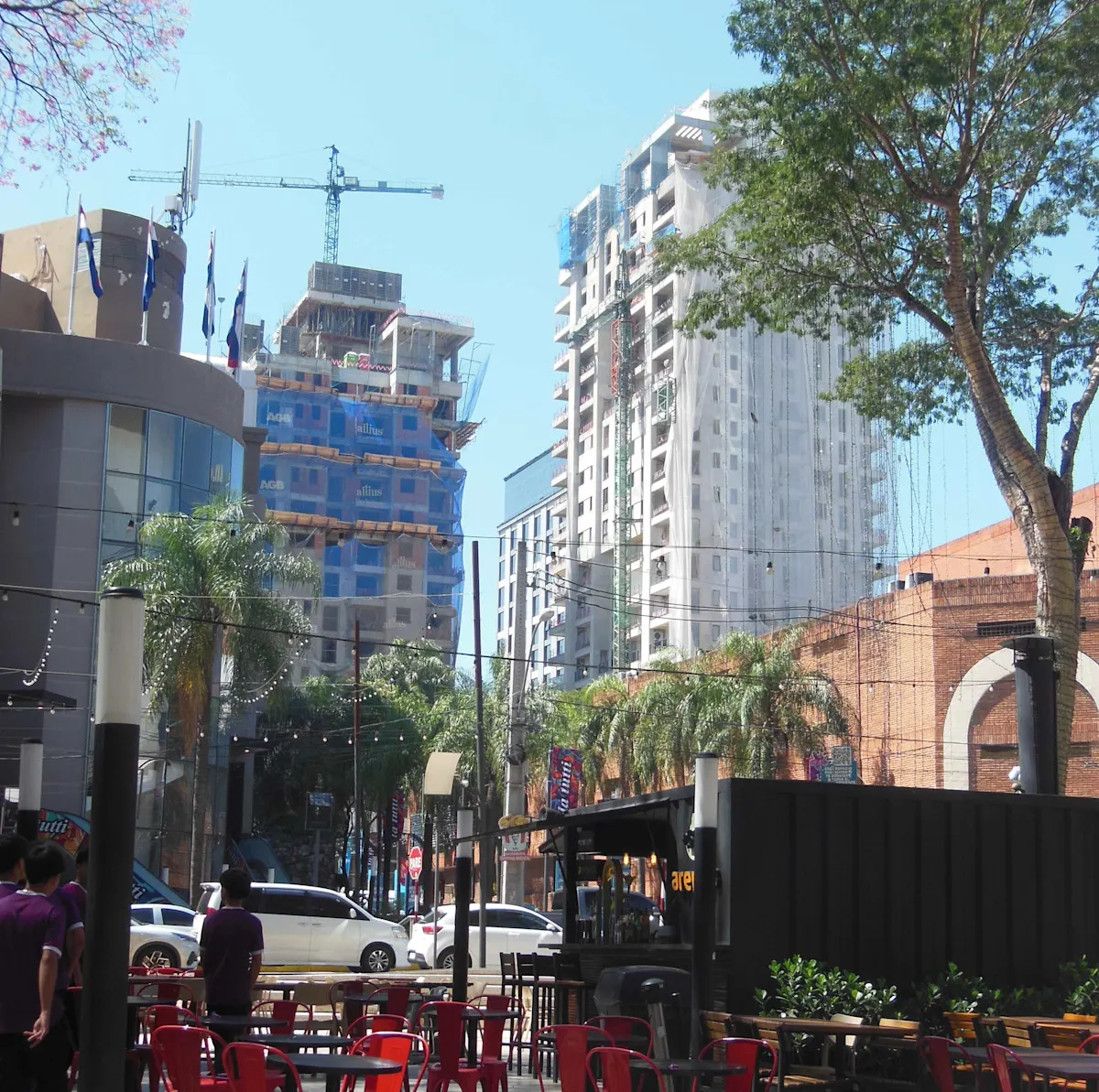 Construction cranes reflect Asunción’s rapid growth and investment.
