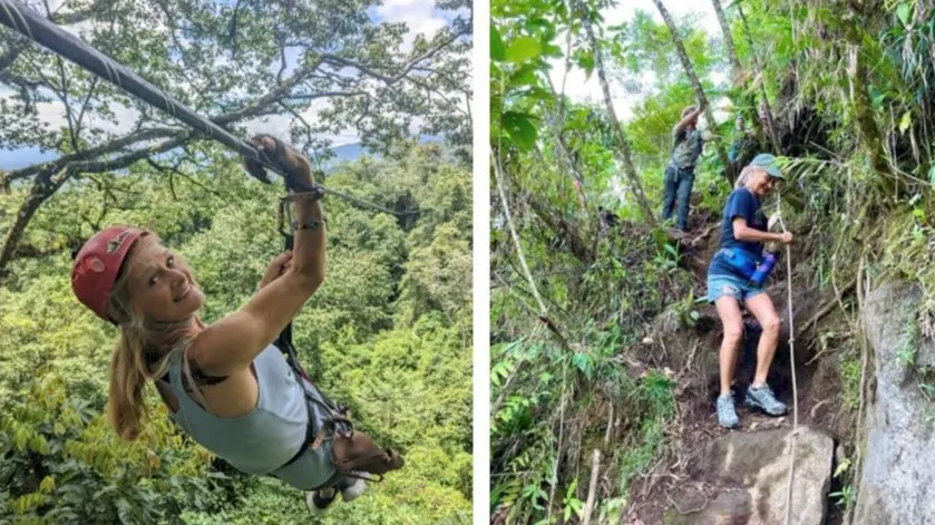 Karen zip lining in La Fortuna and hiking near Poás. 