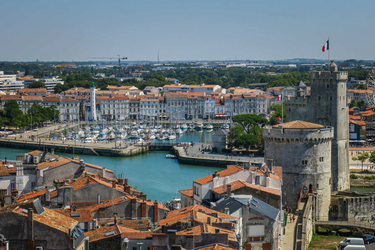 The port and historic towers in the charming nearby town of La Rochelle.