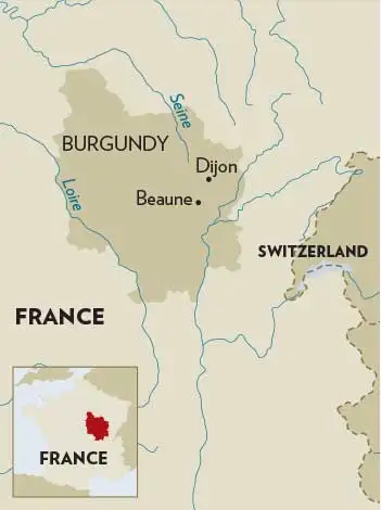 map showing Beaune Burgundy France