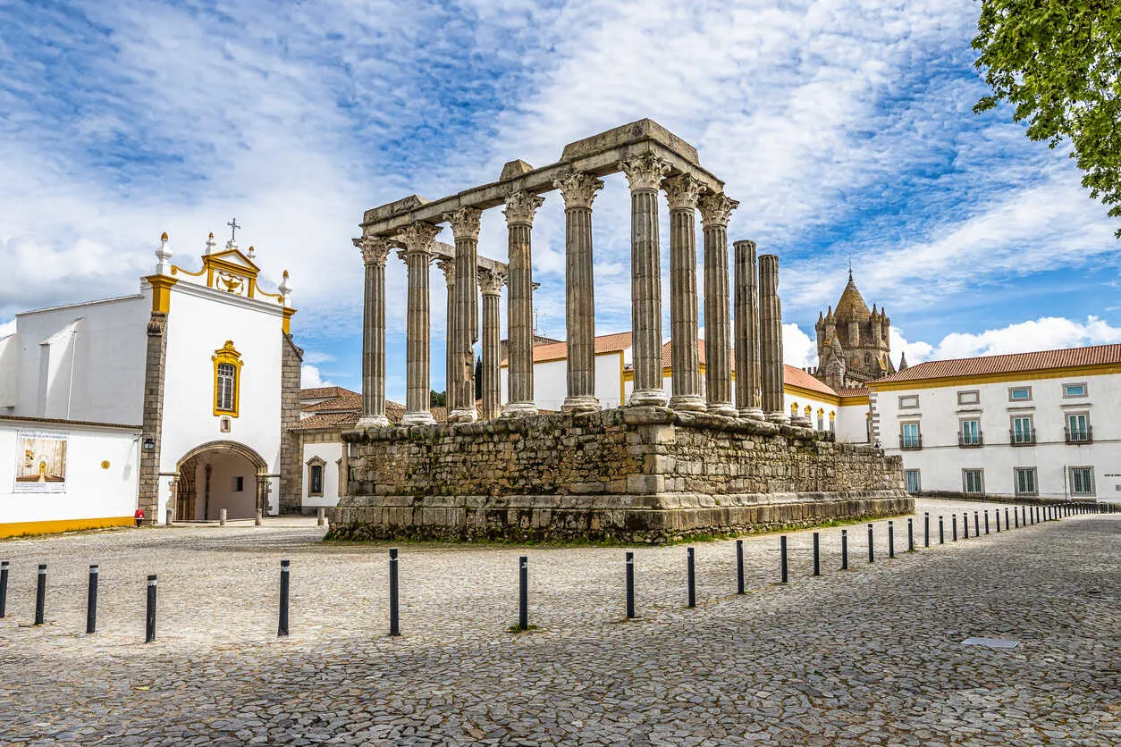 Ancient Roman temple and Alentejo charm in historic Évora.