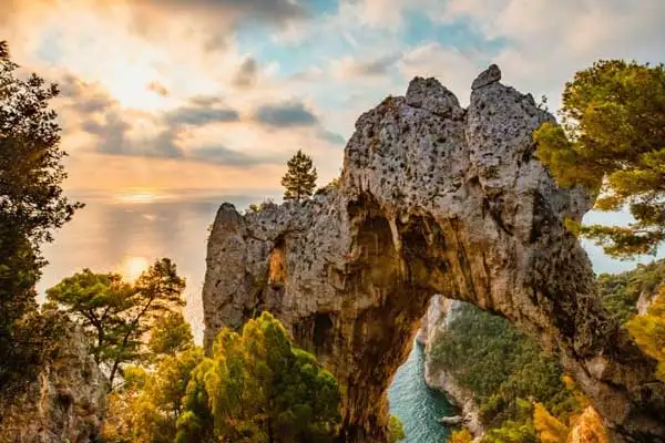 The natural beauty of the Arco Naturale is formed by thousands of years of limestone erosion.