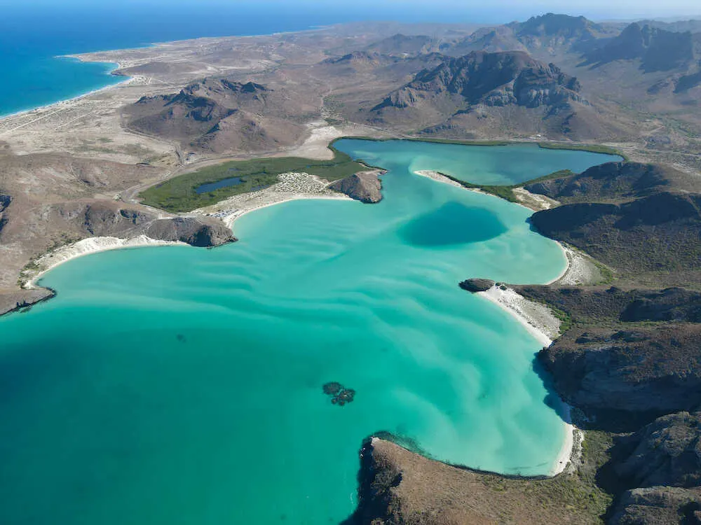 Near La Paz, Balandra Beach delivers the kind of water that barely looks real—clear, pale, and shallow for what feels like forever.