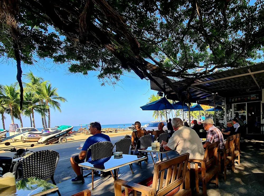 Coffee shops like Branch Coffee Blue Beach allow you to take in beautiful sea views with your morning coffee. 