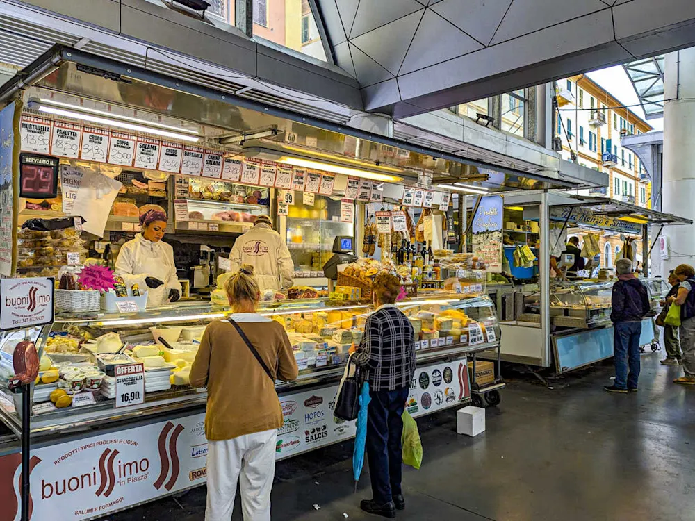 Local cheesemongers offer dozens of fresh varieties at La Spezia’s central market.