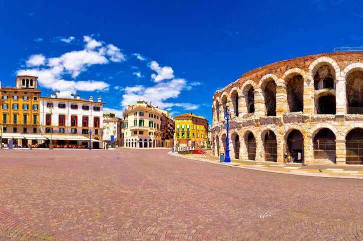 Verona's Arena di Verona and Piazza Bra, a perfect blend of Roman history and vibrant city life.