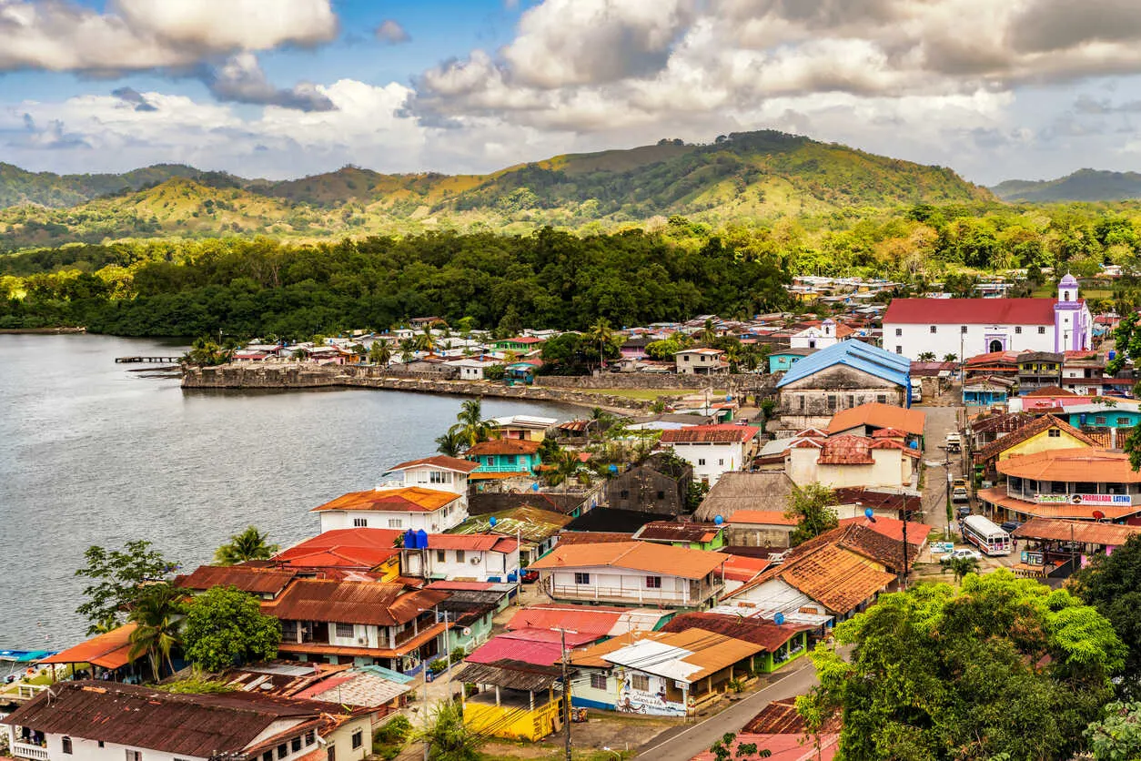 Caribbean waters and jungle hills surround historic Portobelo.