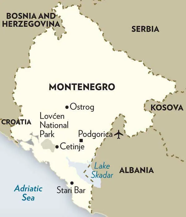 Map of Montenegro Highlands