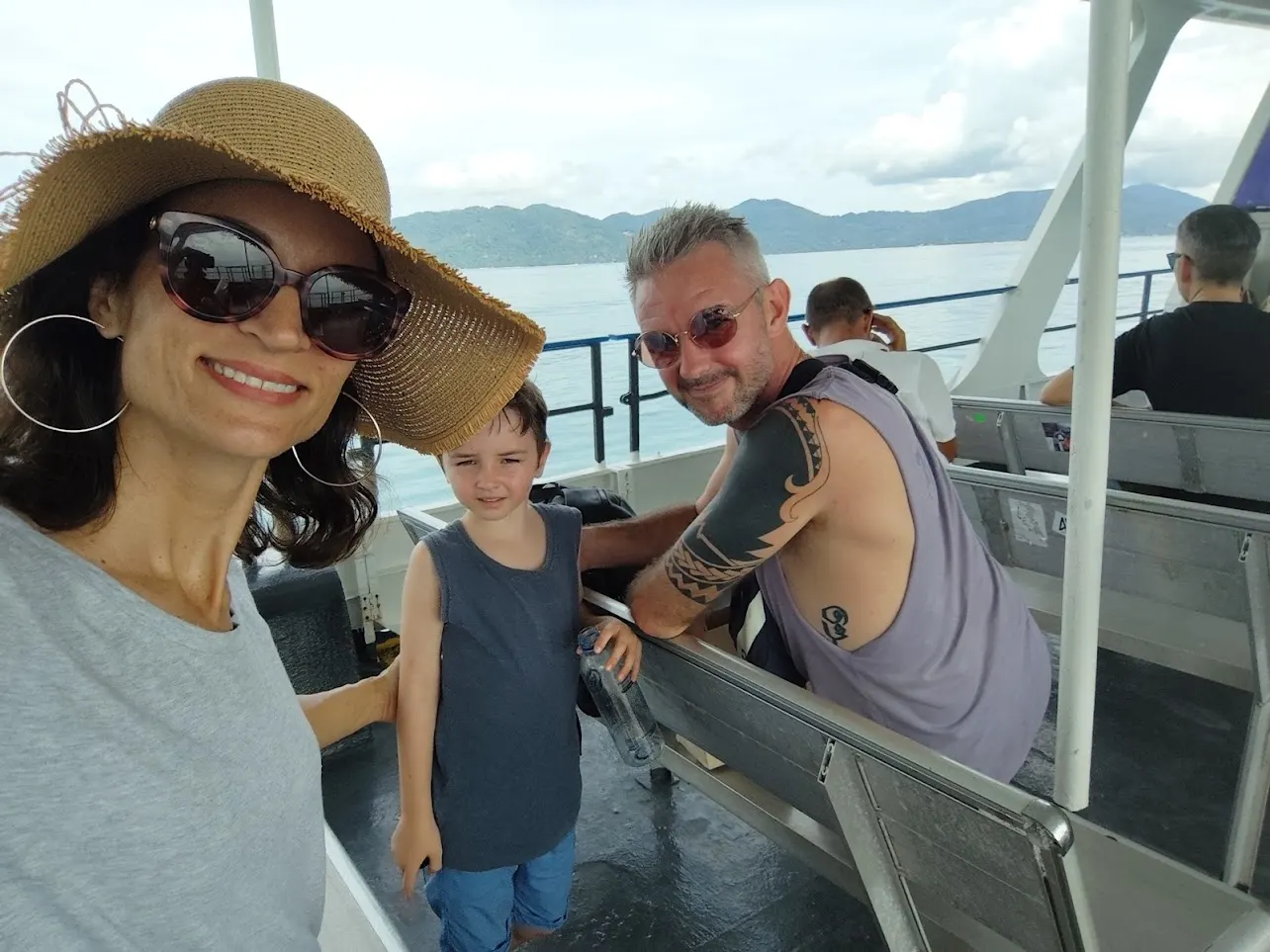 Ferry ride with Koh Phangan in the background.