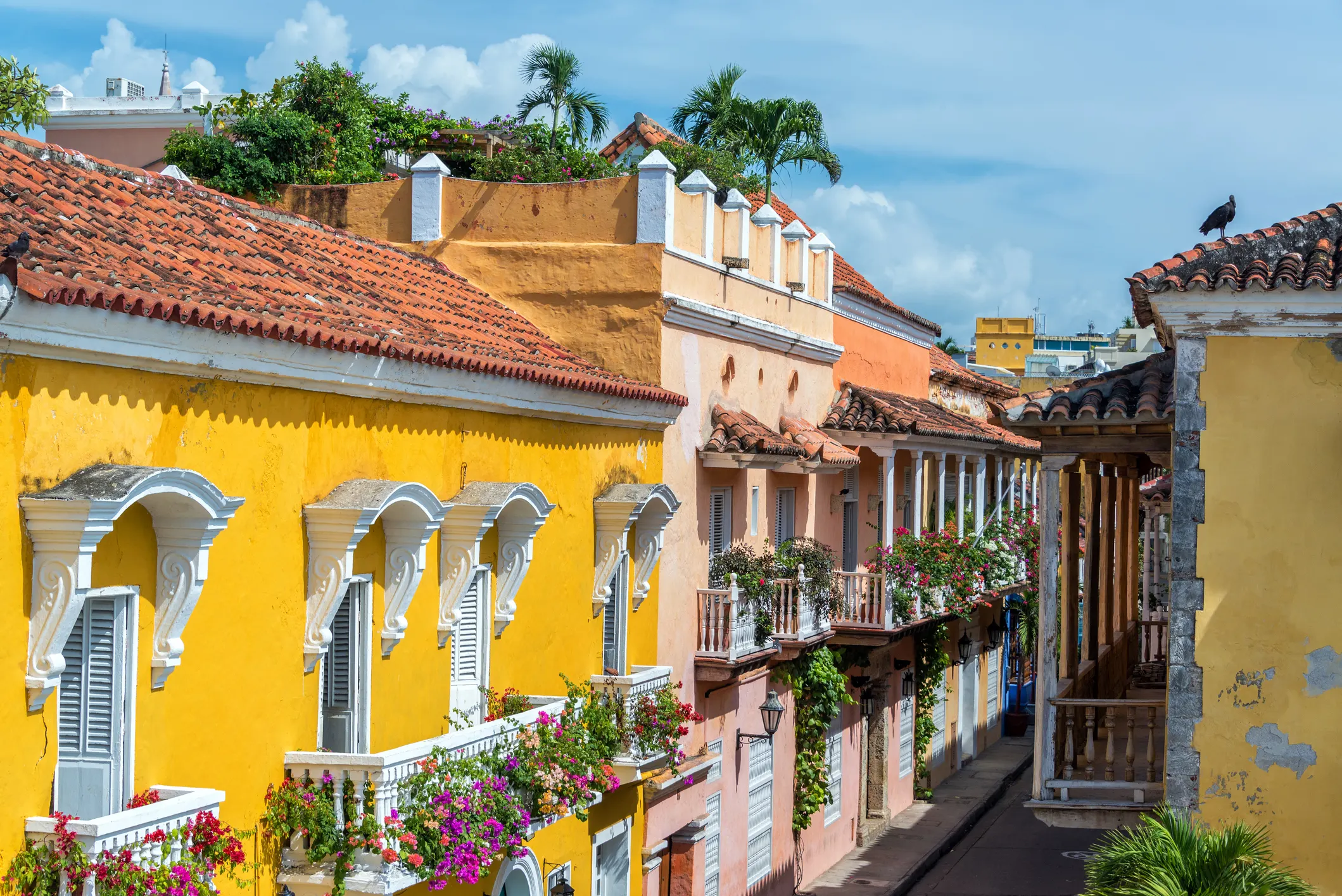 Colonial buildings in the historic center of Cartagena.