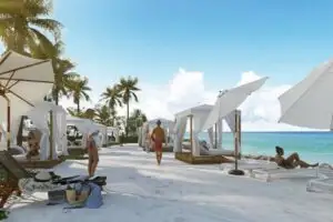 Developer's render of the beach in front of your condo...the amenities are out of this world, the kind of thing you see in a James Bond movie with a wine cellar, piano bar, smart business center...