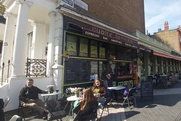 Just one of the many local cafes offering tasty sandwiches, pastries, and coffee. The perfect cheap way to get a meal in London.