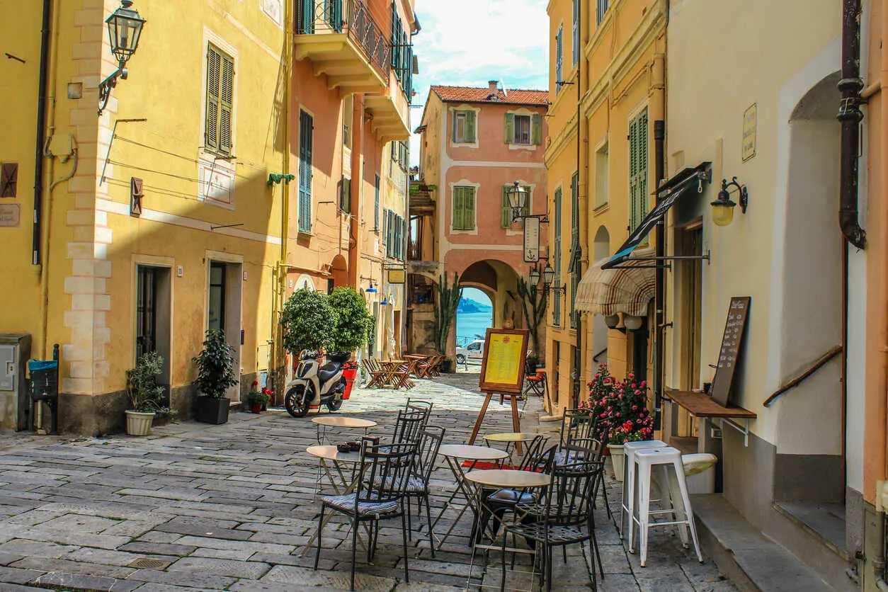 Siesta time in the peaceful medieval old town of Bordighera, Italy.