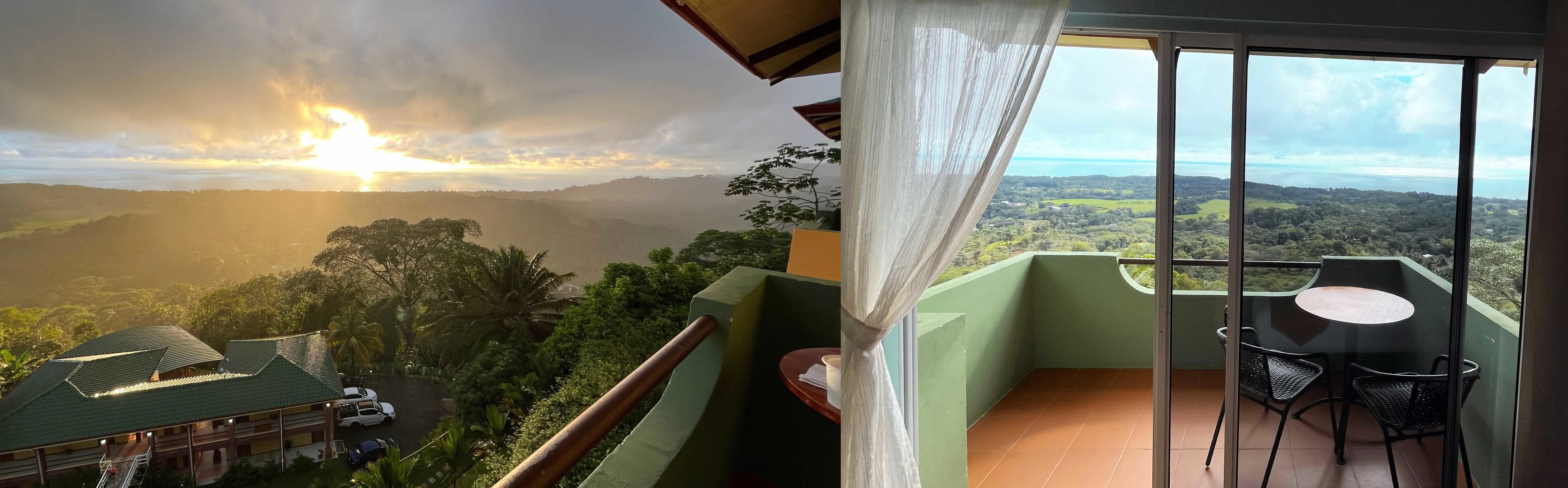 Stunning views of the Whale’s Tail and lush landscapes from Ballena Hotel’s mountainside perch.