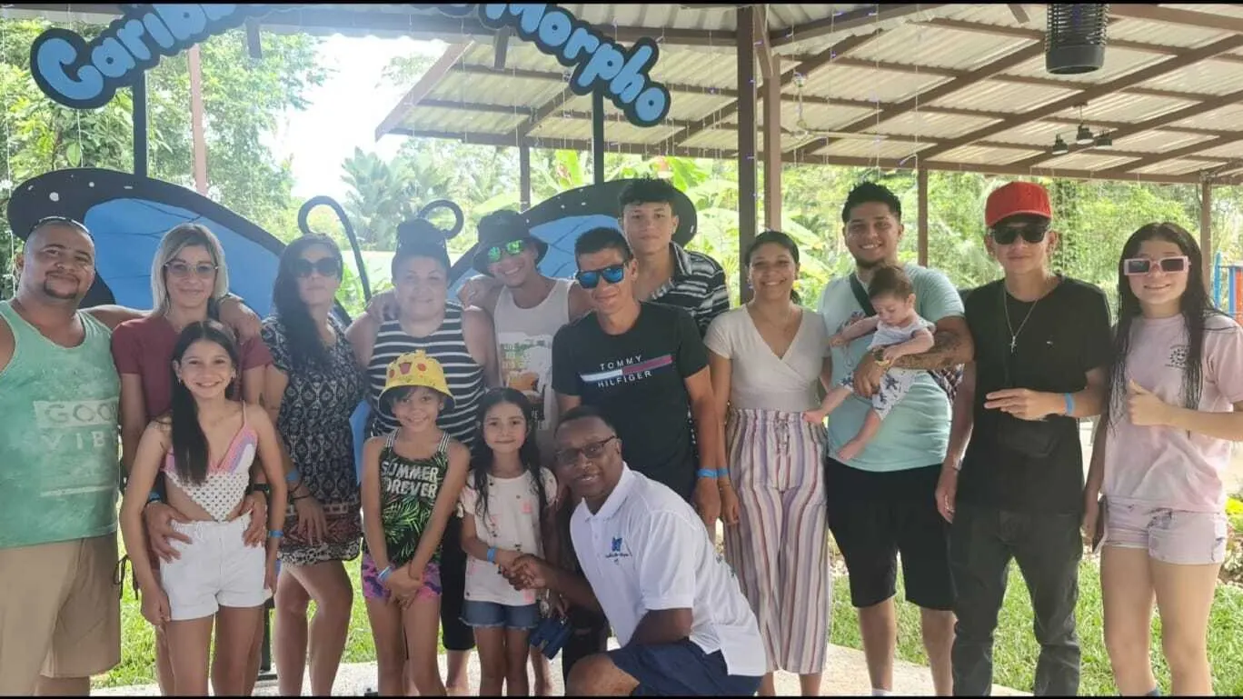 Bruce Cromartie with his team at Blue Morpho Hotel—the business he’s started in Playa Negra.