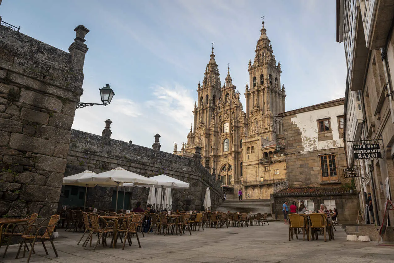 The towering Santiago de Compostela Cathedral, welcoming pilgrims at the end of their long journey.