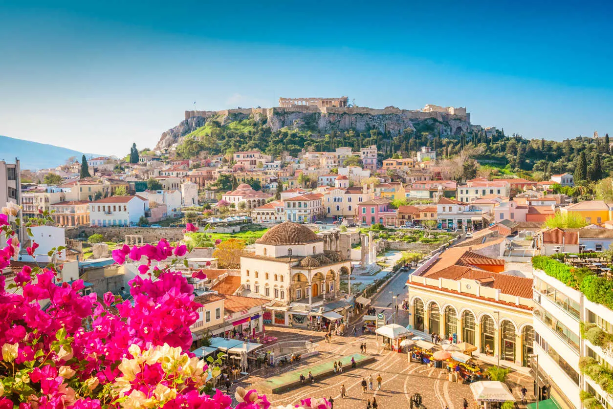 The Acropolis stands watch over daily life in the heart of Athens.