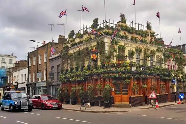 The Churchill Arms has an old-school, unapologetically British persona, with a unique décor consistent inside and out.