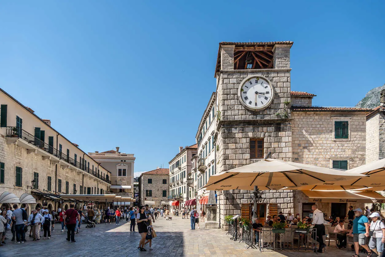 Kotor’s medieval old town sits beneath towering mountains and the Adriatic Sea.