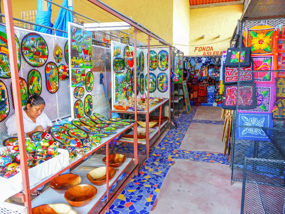 Local artisan crafts at the bustling weekend market in El Valle.