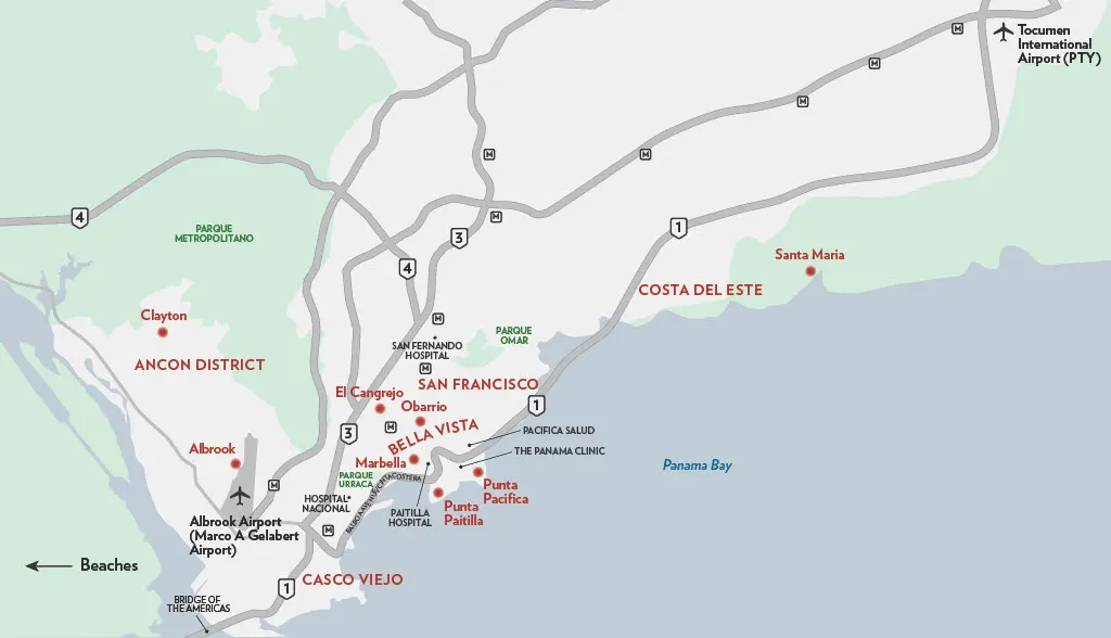 Panama City Neighborhoods Map